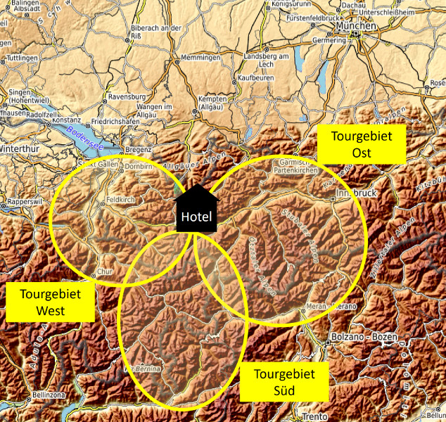 Tourgebiete WEST - SÜD - OST