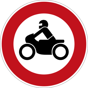 Verbot für Krafträder.